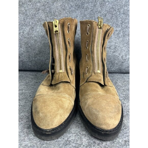 Allsaints Ariel Combat Boots Women's EU 40 Tan Suede Zip Up Ankle - Picture 2 of 10